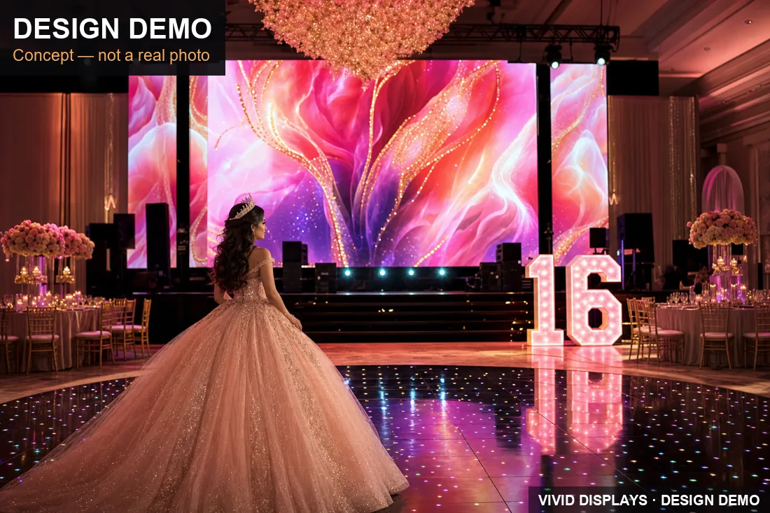 Vivid Displays LED display concept for a Las Vegas private event 2
