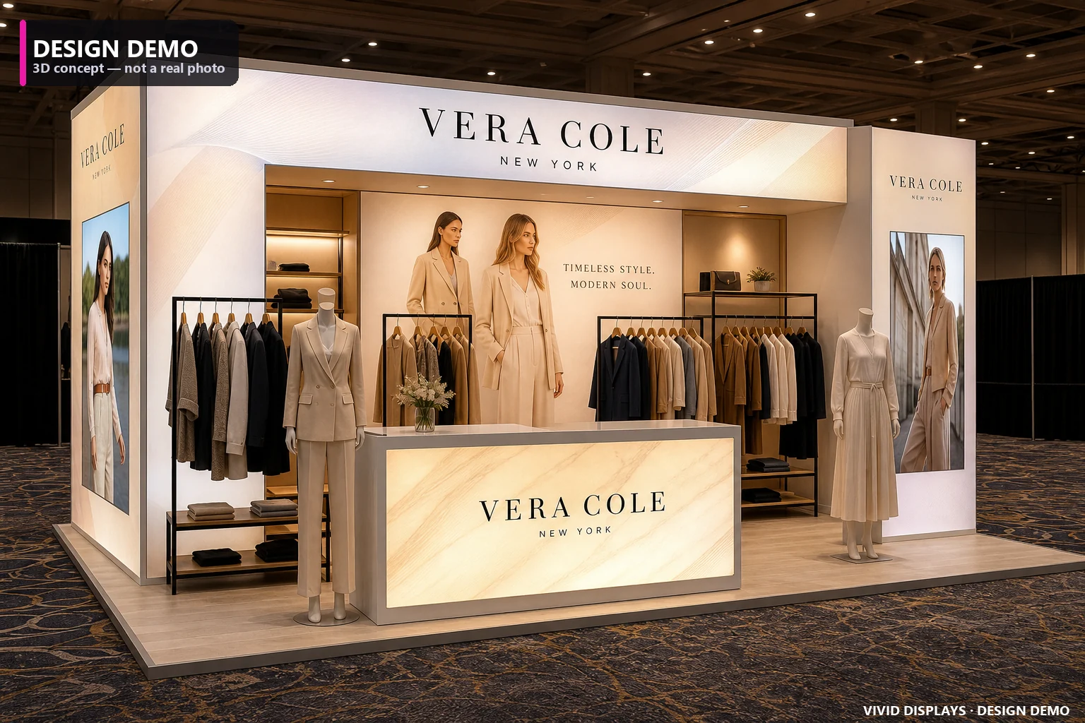 Fashion & Apparel trade show booth — Vivid Displays design concept