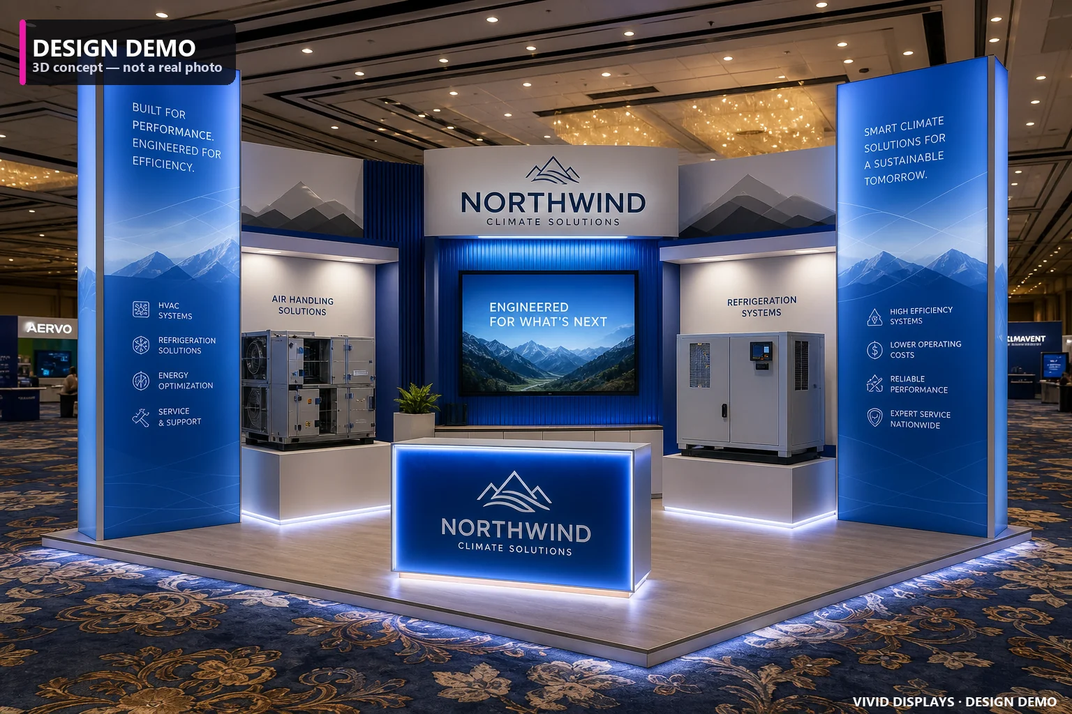 HVACR trade show booth — Vivid Displays design concept